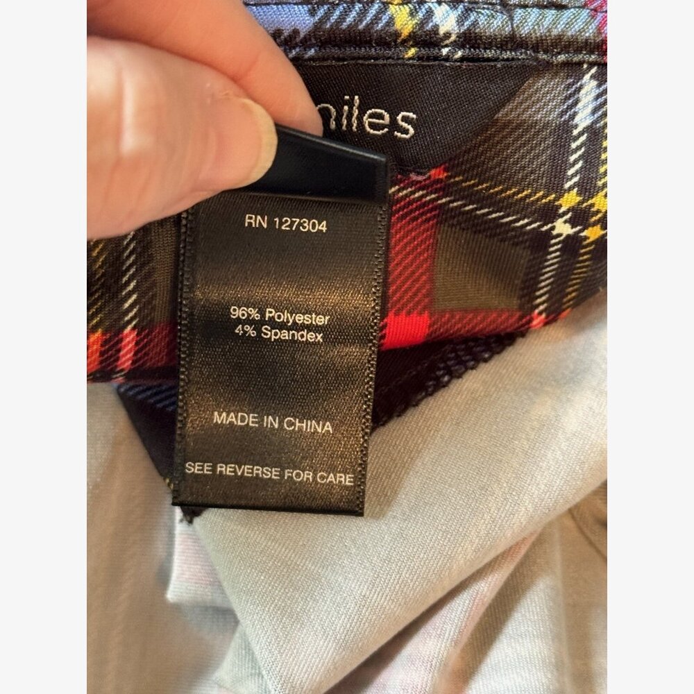 Ali Miles Red Plaid Cowl Neck 3/4 Sleeve Top Womens Large Petite Cottagecore - Picture 6 of 9